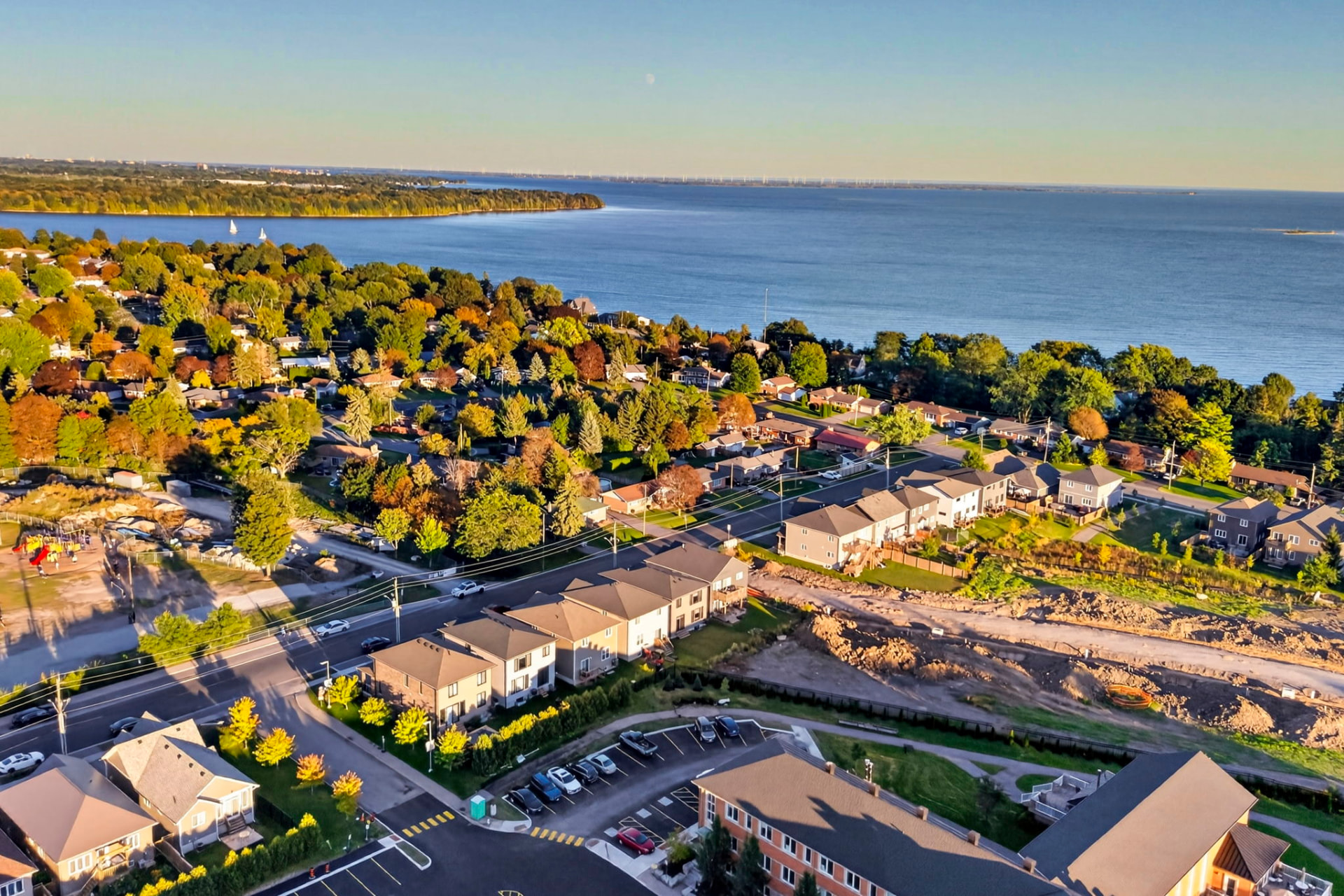 Aerial view toward Lake Ontario